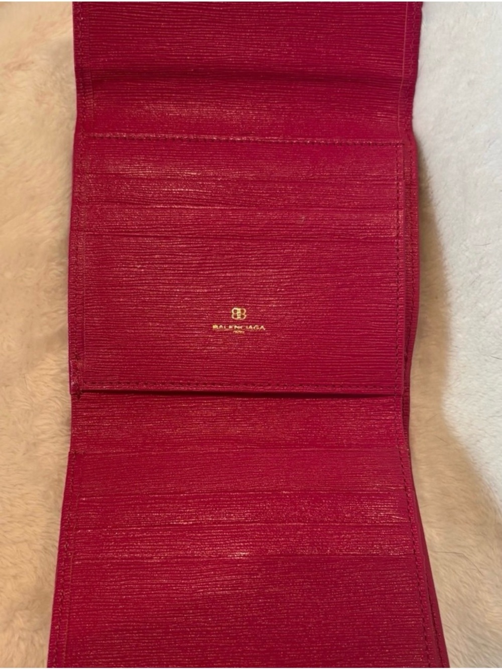 Balenciaga Hot Pink Leather Envelope Clutch with Gold Triangle Logo - Picture 3 of 10